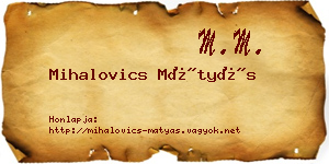 Mihalovics Mátyás névjegykártya