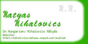 matyas mihalovics business card